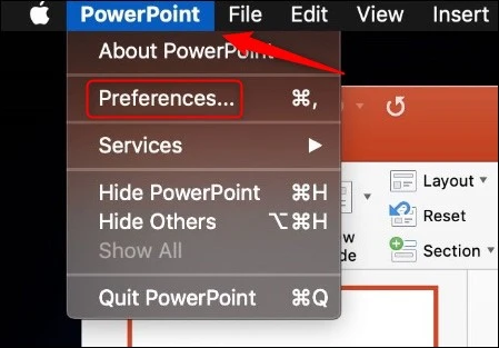 کلیک روی گزینه power point