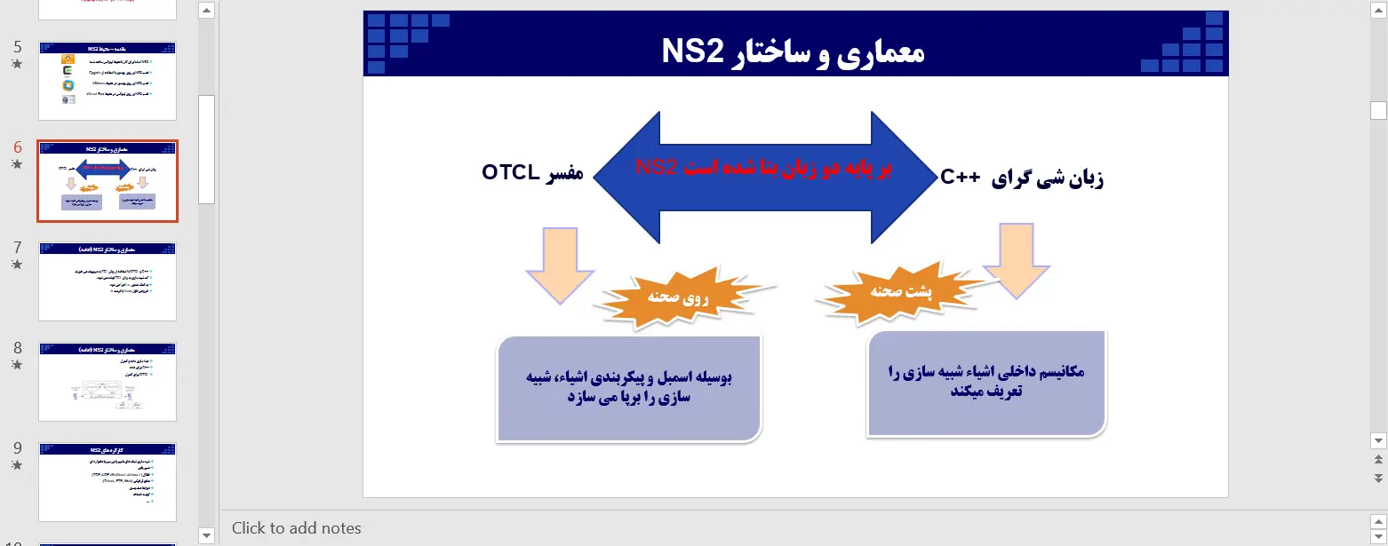 پاورپوینت شبیه سازی شبکه با استفاده از NS2