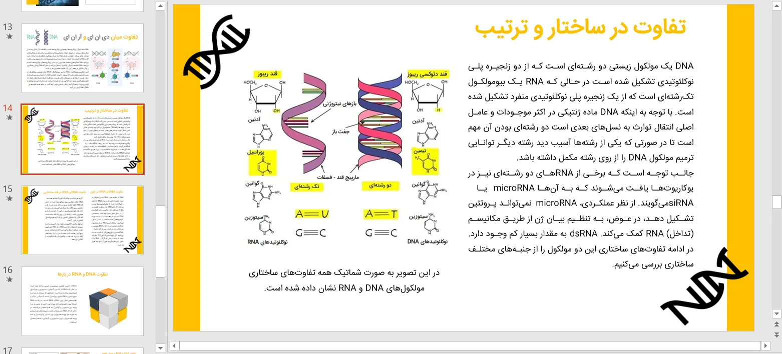 پاورپوینت دی ان ای و آر ان ای - DNA and RNA