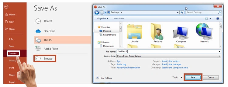 سربرگ File در پاورپوینت + توضیح ریز به ریز 123 سربرگ File در پاورپوینت