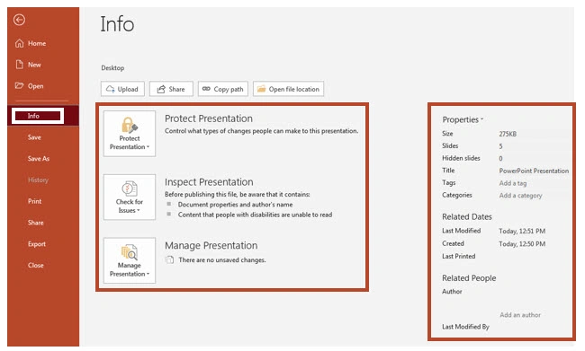 سربرگ File در پاورپوینت + توضیح ریز به ریز 119 سربرگ File در پاورپوینت