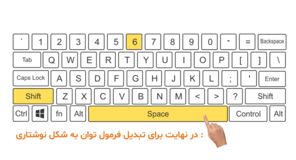 تبدیل فرمول توان به شکل نوشتاری