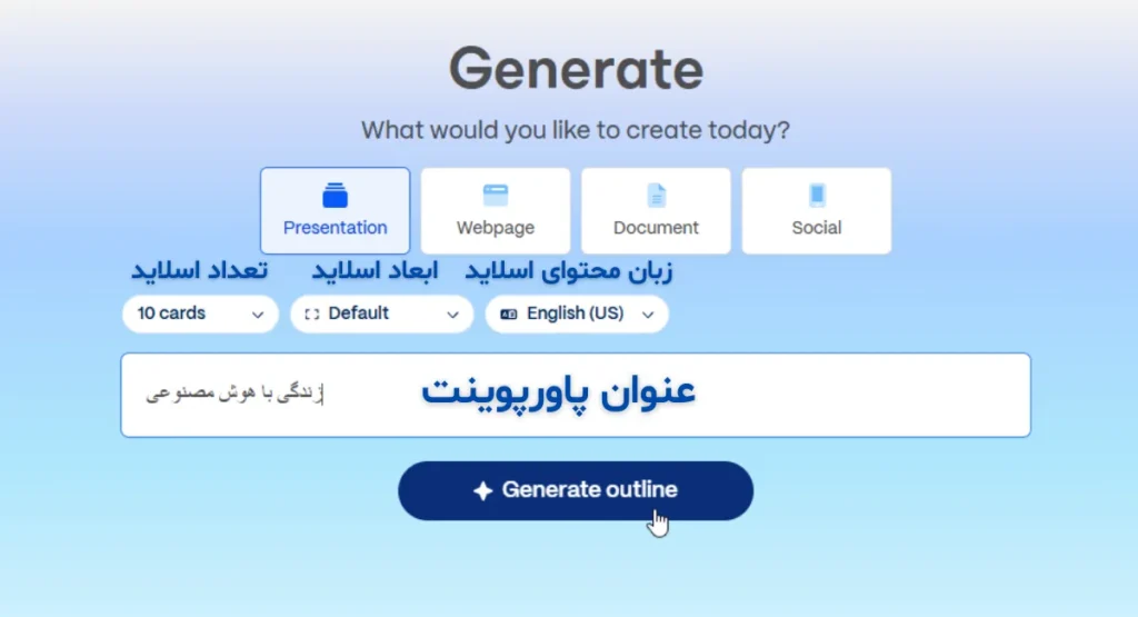 ساخت پاورپوینت با هوش مصنوعی Gamma
