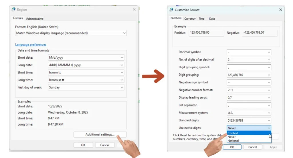 گزینه  Additional Settings را انتخاب کنید