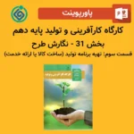 پاورپوینت کارگاه کارآفرینی و تولید پایه دهم بخش 31 - نگارش طرح